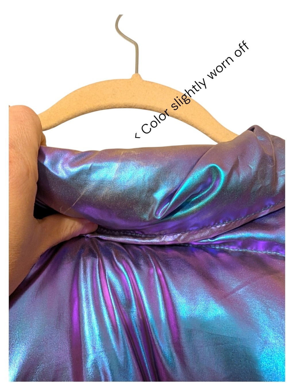 New York & Company Pink Purple Iridescent Puffer Jacket - Picture 6 of 6